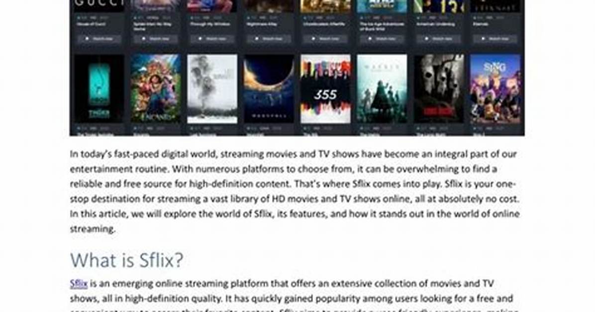 Discover the Ultimate Experience with Sflix Watch Hd Movies